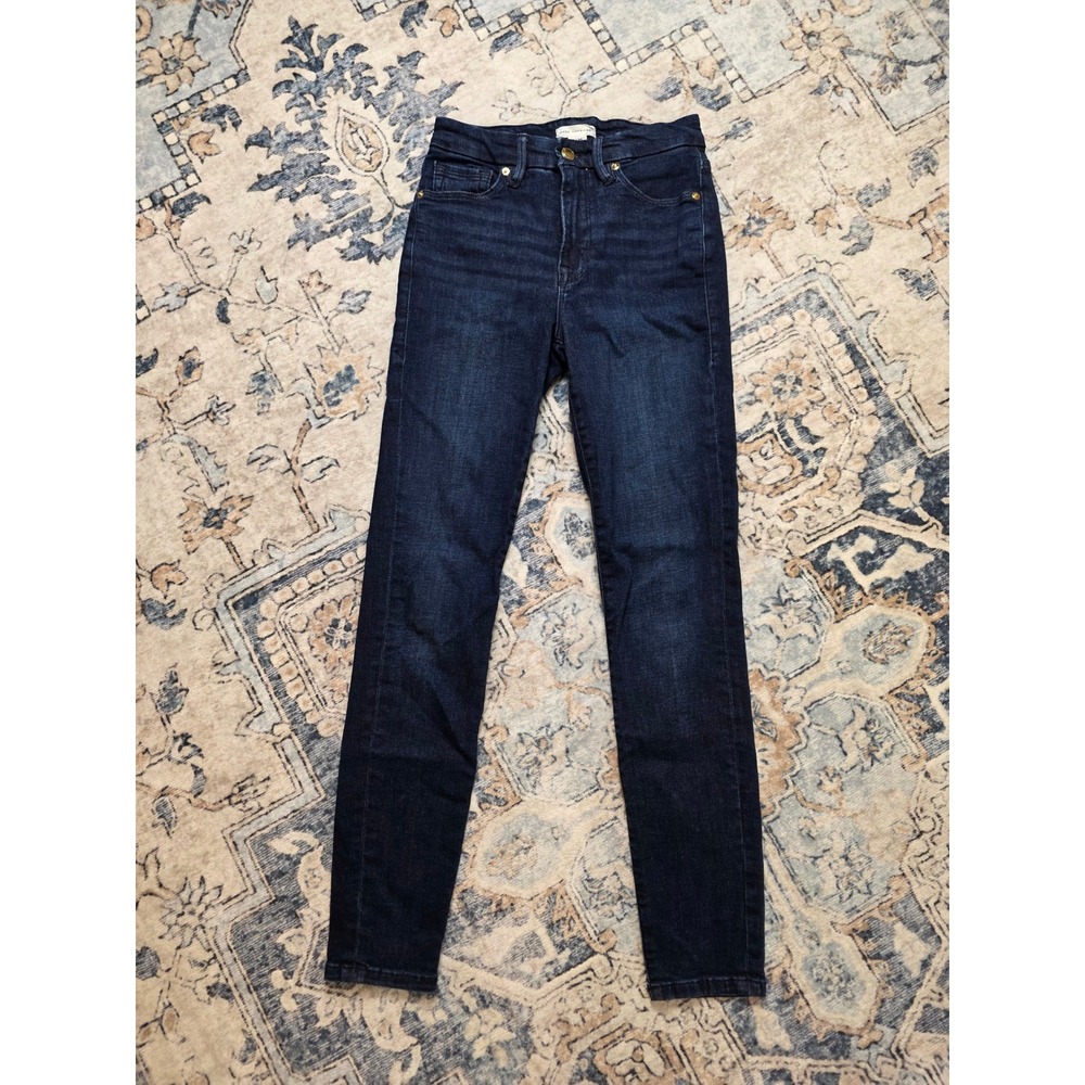 Good American Womens Size 0 25 Dark Wash Mid Rise Good Legs Stretch Skinny Jeans